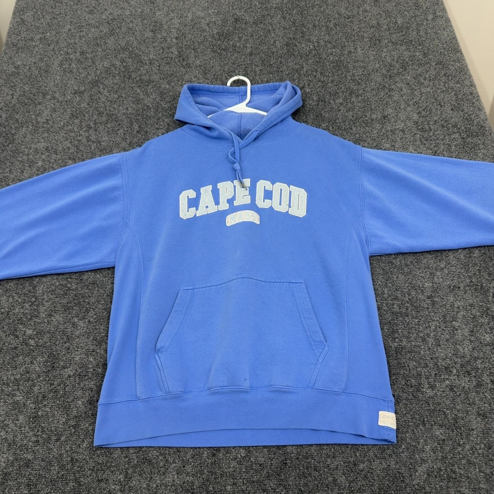 Cuffys Hoodie Mens L Blue Cotton Poly Cape Cod Mass Distressed Souvenir Style